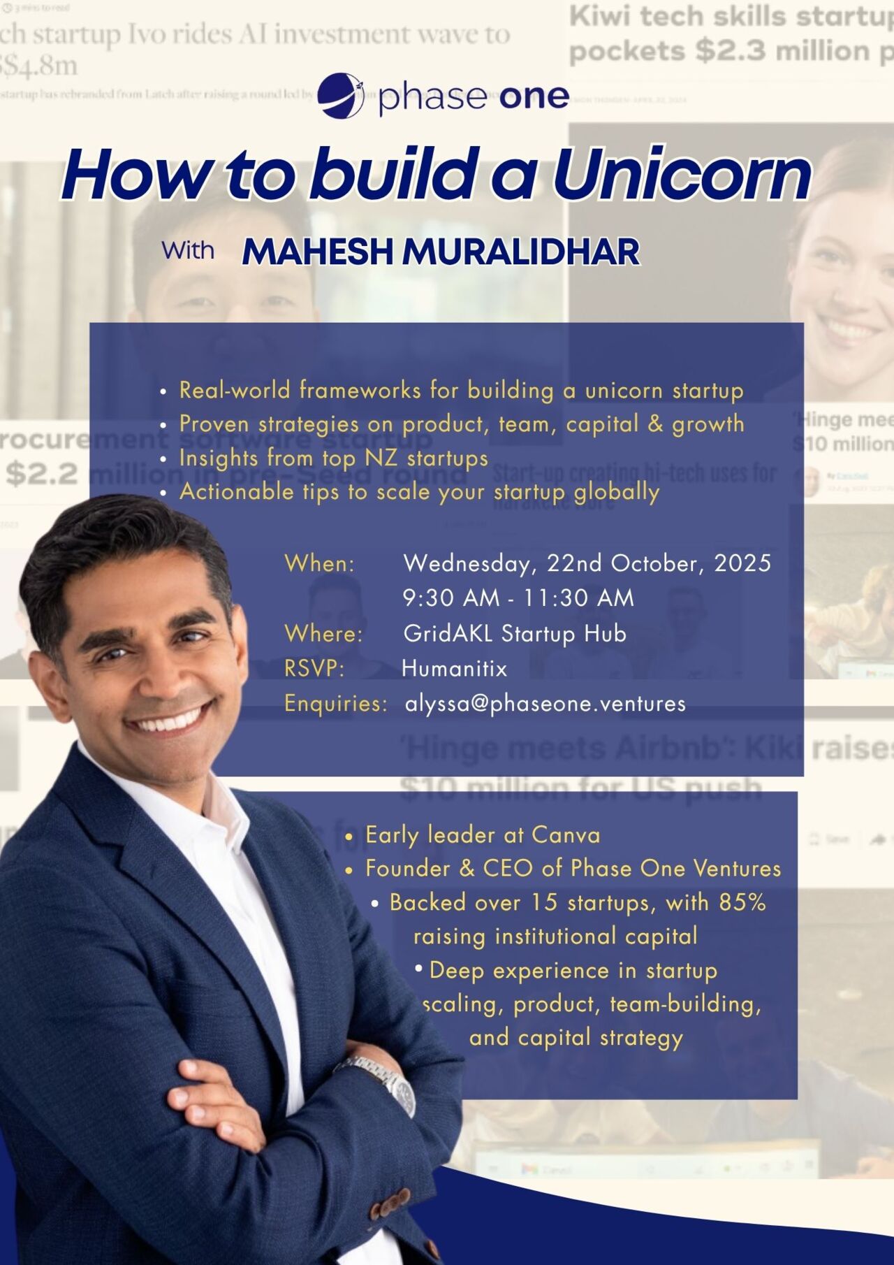 How to Build a Unicorn Event - Tue 21 Oct